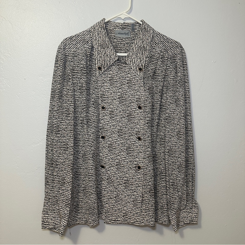 Adrianna Papell Black and White Patterned Blouse